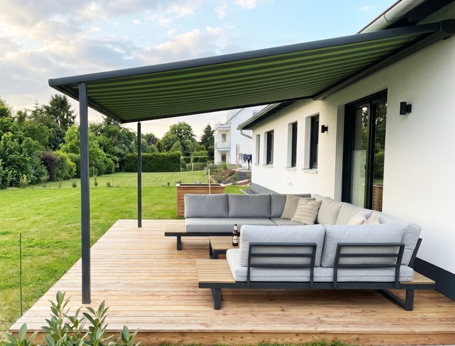 Pergolamarkise als dezenter Sonnenschutz für die Terrasse