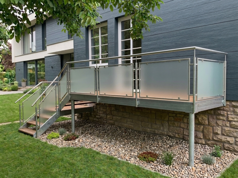 Kleiner Balkon mit Glasgeländer
